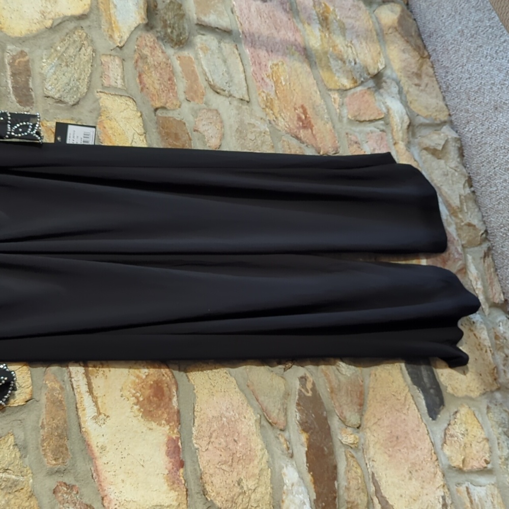 Marina Matte Jersey Sheer Beaded V-Neck Knot Bodice Jumpsuit - Picture 7 of 14
